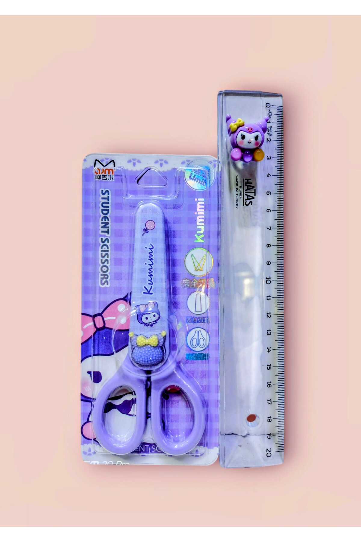 Kuromi Makas Ve Cetvel Seti 2 Li Set Hediyelik Makas 15 Cm. Cetvel 15 Cm.