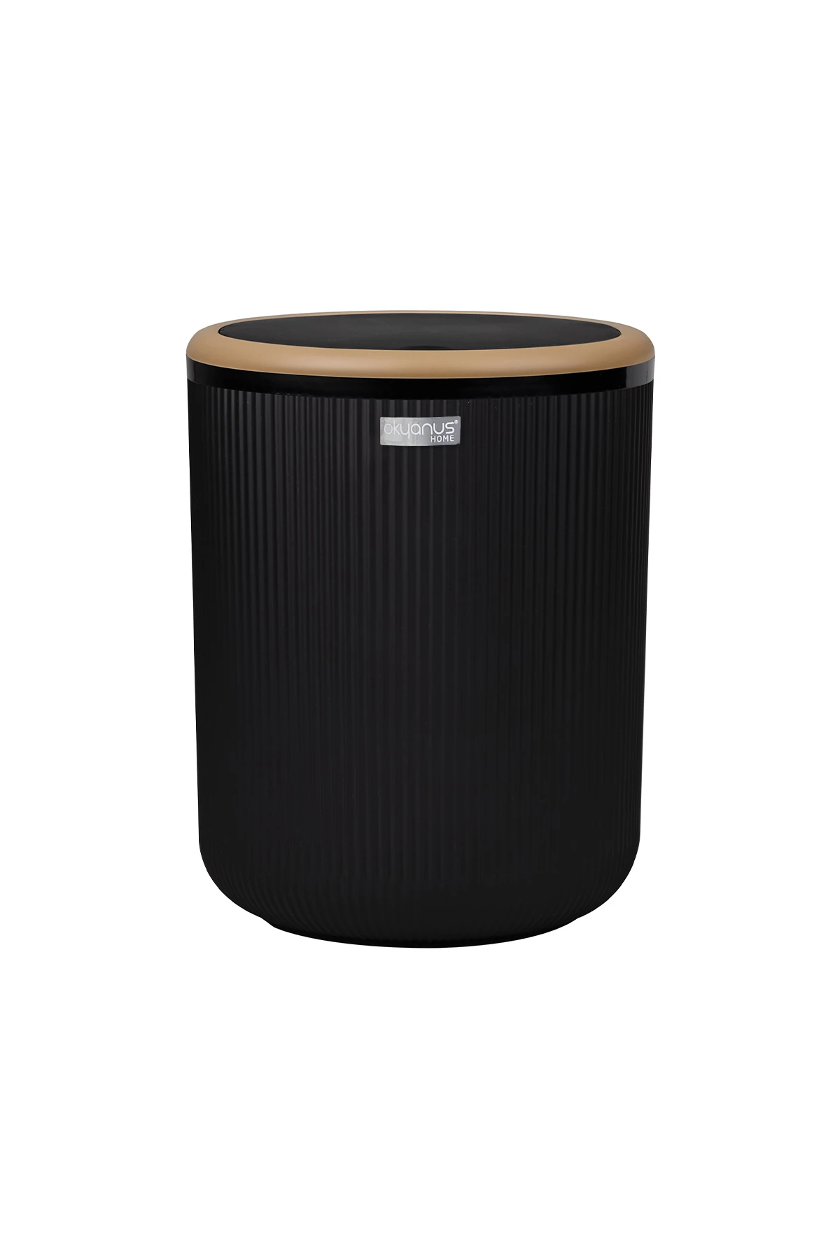 Linea Due Siyah Çizgili Yuvarlak Çöp Kovası