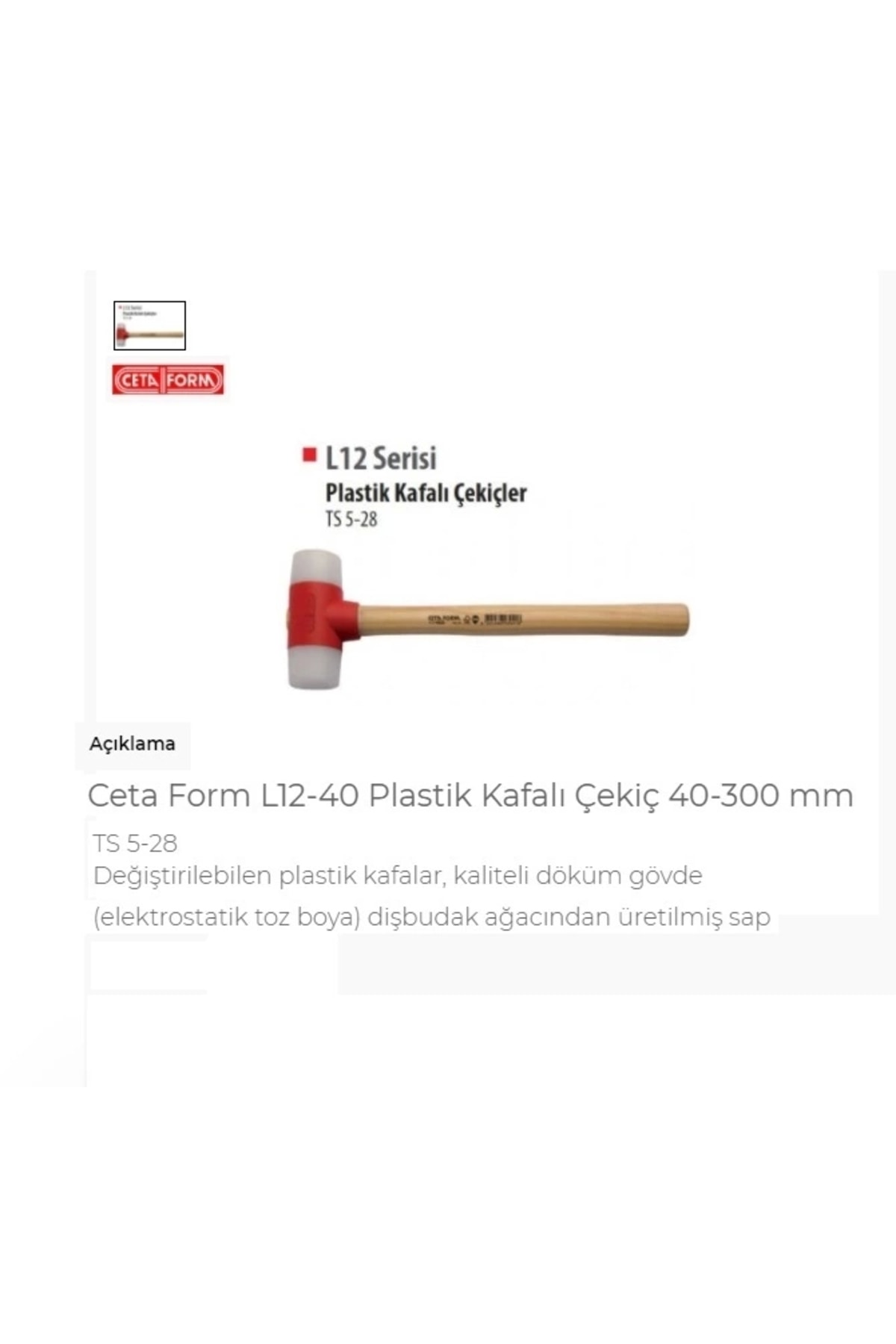 L12-40 Plastik Kafalı Çekiç 40-300 Mm