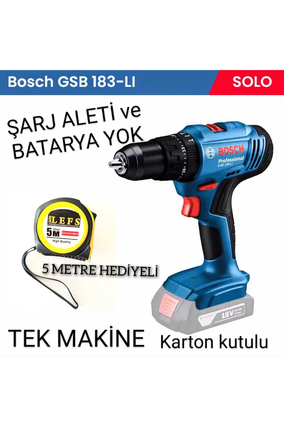 Gsb 183 Li Darbeli Matkap Vidalama (SOLO) BATARYA VE ŞARJ ALETİ YOKTUR..