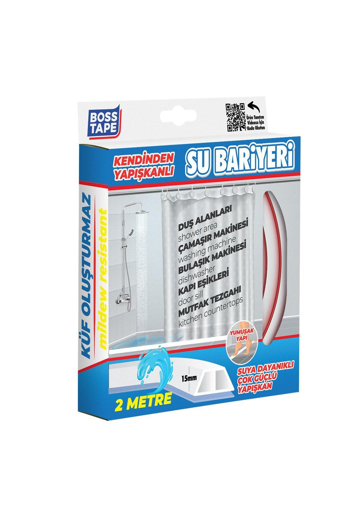 Yapışkanlı Duş Kapı Mutfak Tezgahı Etrafı Su Kesici Bariyer Beyaz 2mt