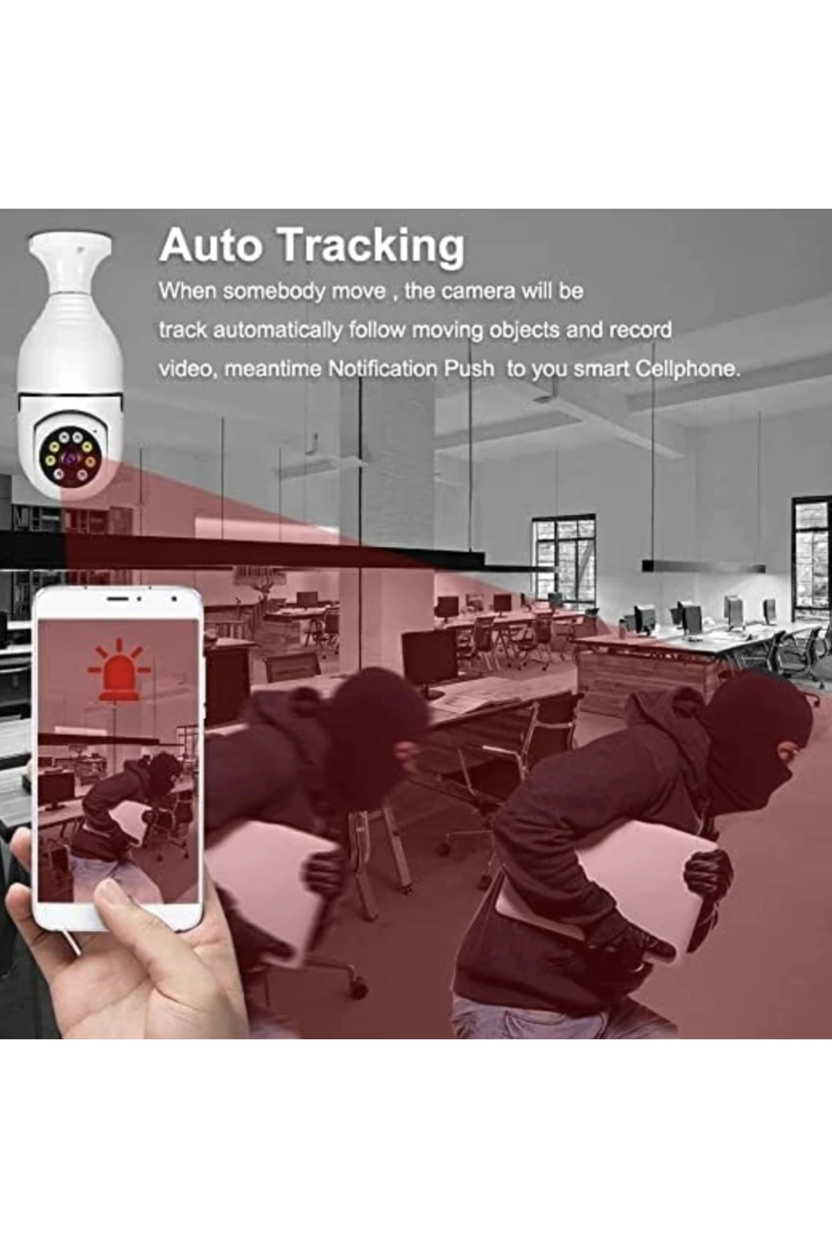 1080P HD WiFi Ampül Kamera – 360° Panoramik Görüşlü, Gece Görüşlü Kablosuz Akıllı IP Kamera