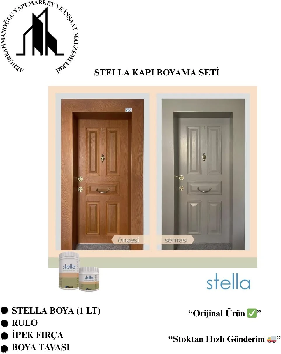 Stella Su Bazlı Boya Fayans-Mermer-Tezgah-Kapı-Dolap-İç Cephe-Dönüşüm-Mutfak-Banyo-Plastik-Ahşap 1 Lt Beyaz