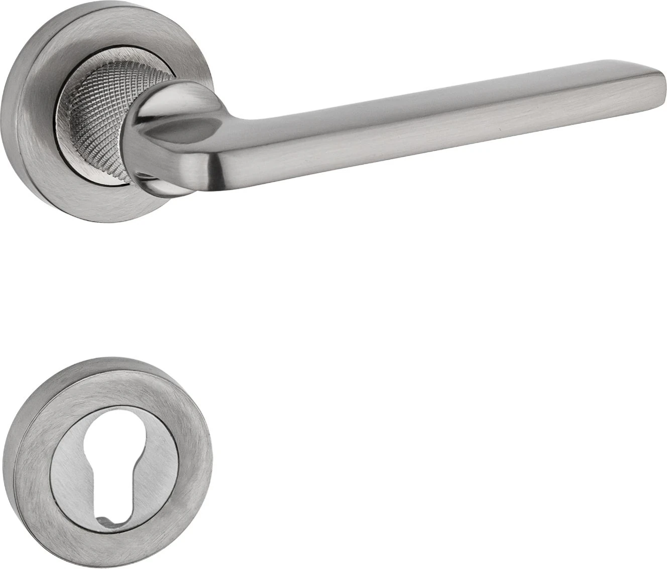 Hisar Inox Nikel Rozetli Yale Çelik Kapı Kolu 1 Takım