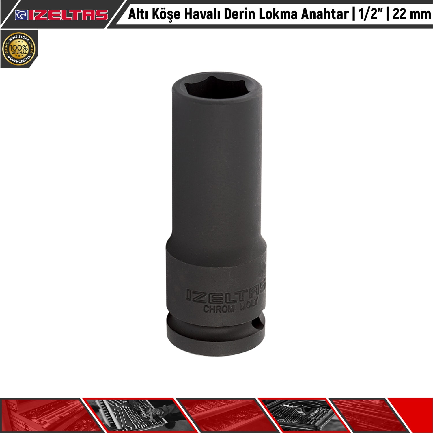 Altı Köşe Havalı Derin Lokma Anahtar | 1/2” | 22 mm