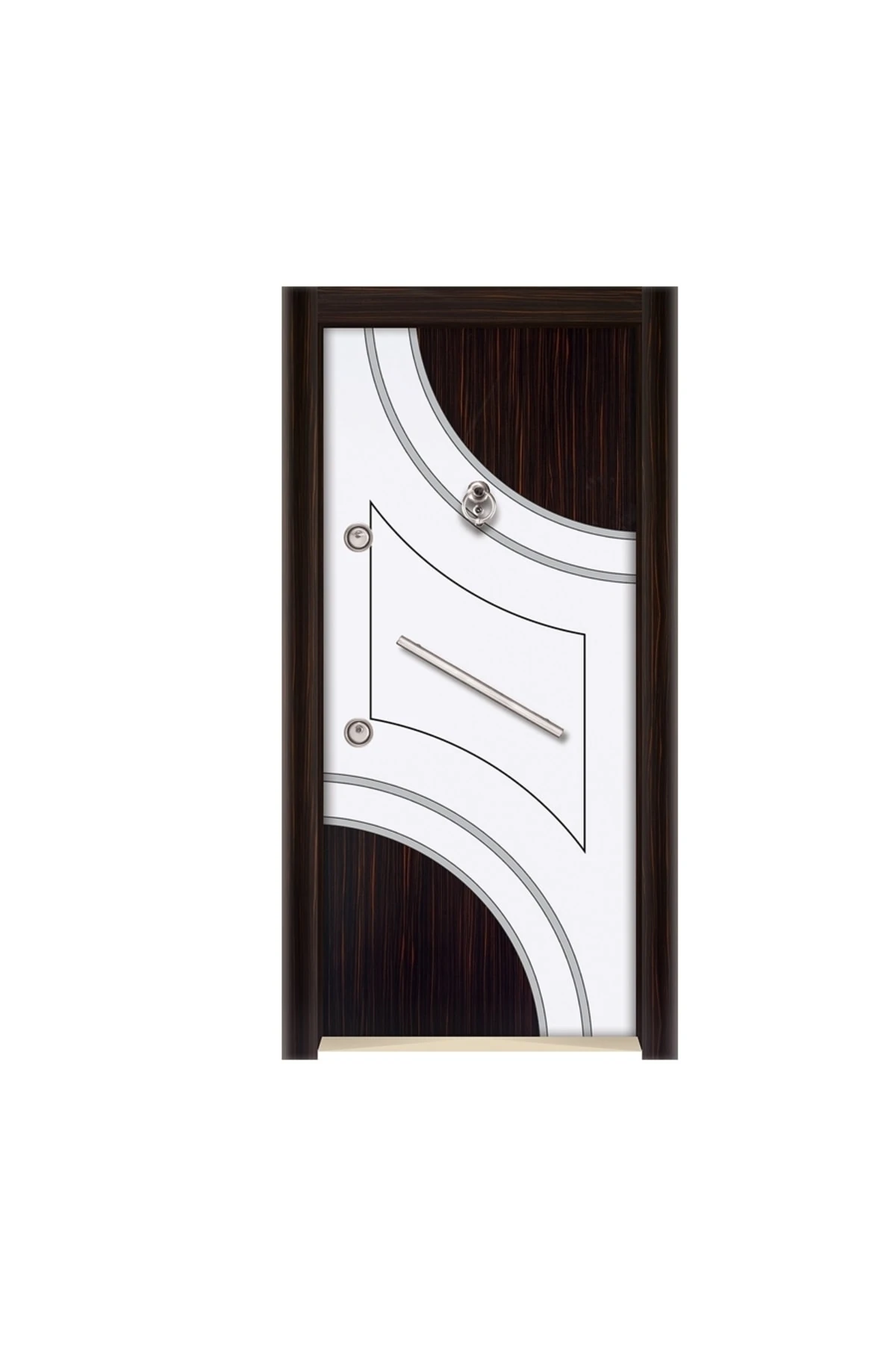 Tez3569 Ahşap Kaplama Düz Model Çelik Kapı Sağ Açılım