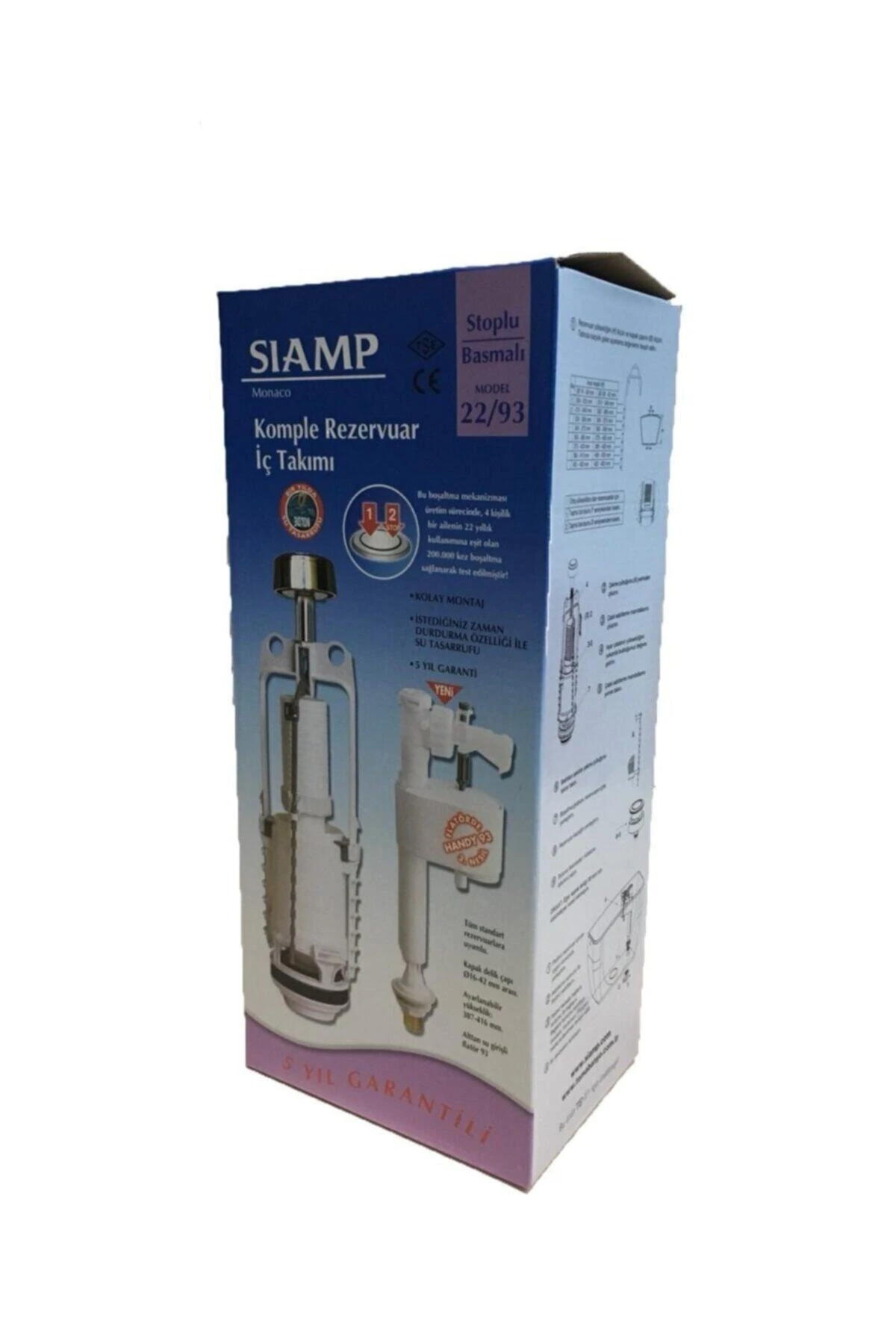 Siamp Stoplu Basmalı Klozet Iç Takım Rezervuar 22/93