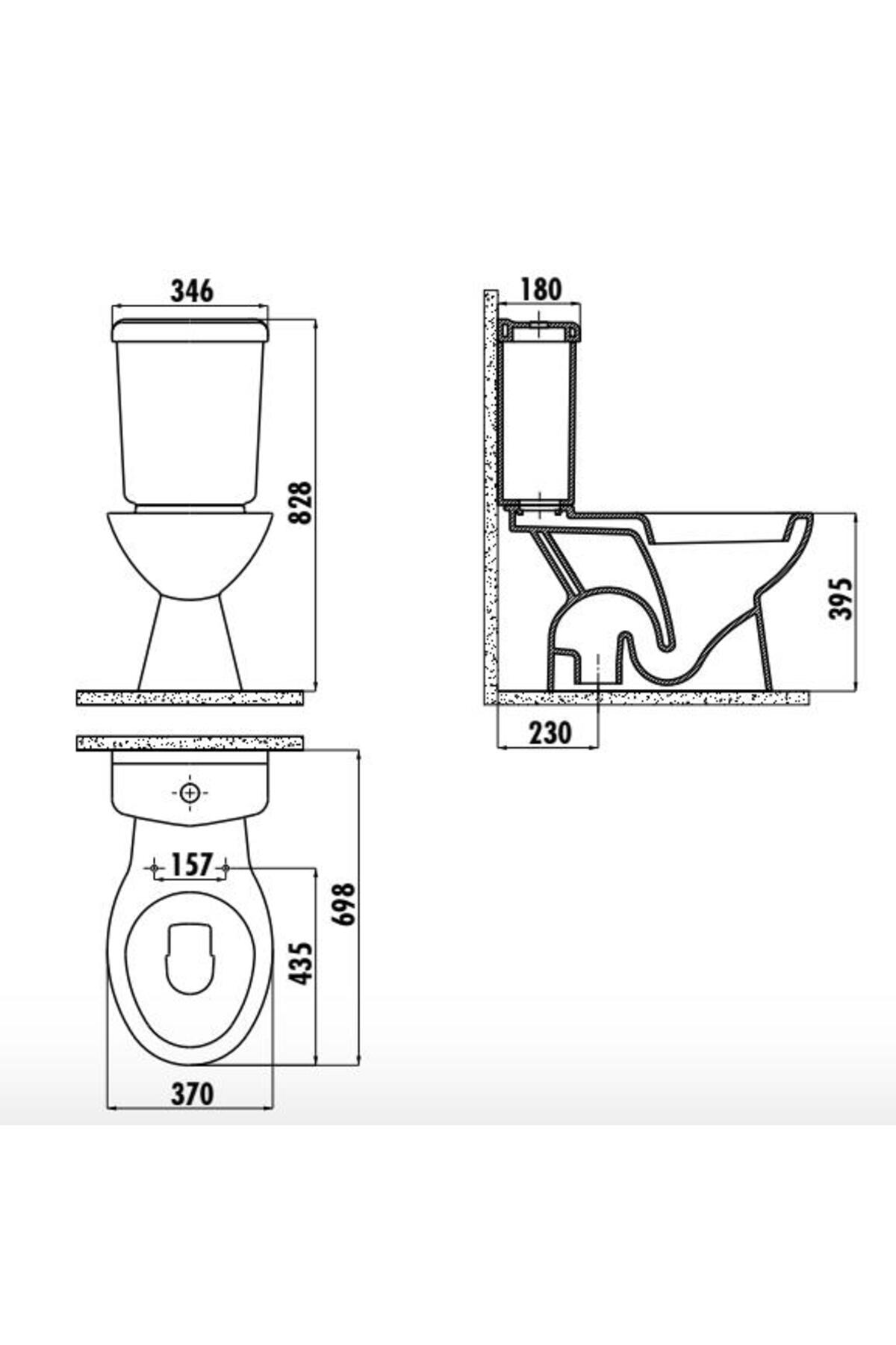 Pitta Alttan Çıkışlı Klozet Seti (4 Parça)PP Yavaş Kapak