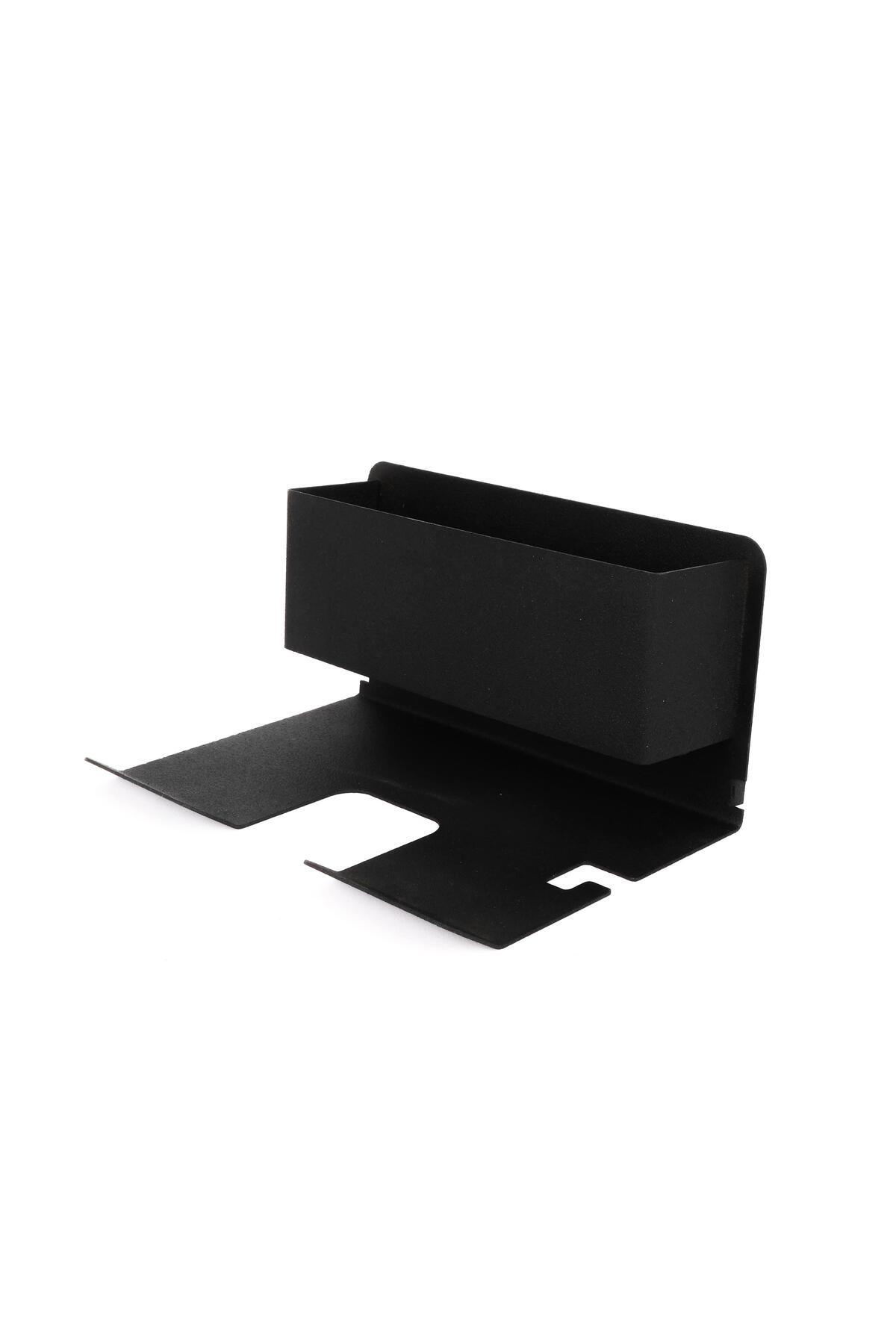 Siyah Metal Yapışkanlı Saç Kurutma Askısı,yapışkanlı Banyo Düzenleyici Organizer Fön Makinelik Mt83s