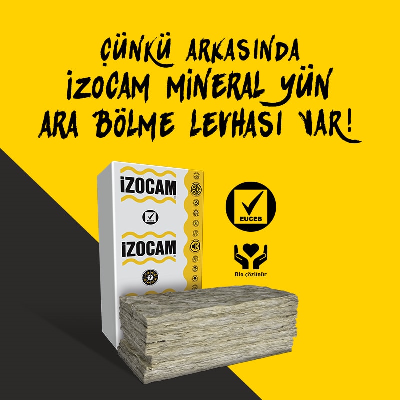Mineral Yün Ara Bölme Levhası 80X 600X1200 mm (7,2 M2)