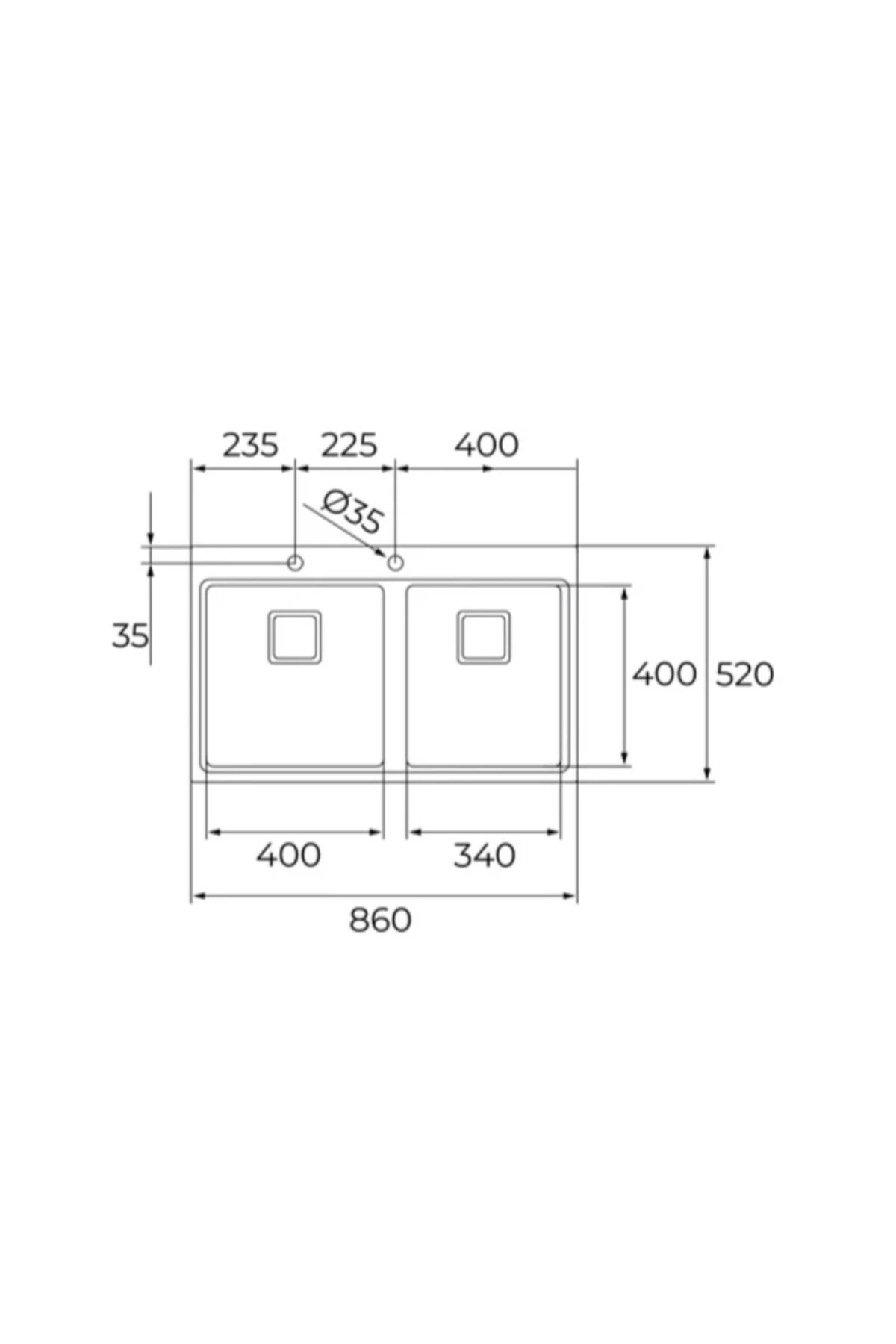 Zenit 2b 86 Tezgah Üstü Çift Gözlü Paslanmaz Çelik Mutfak Eviyesi
