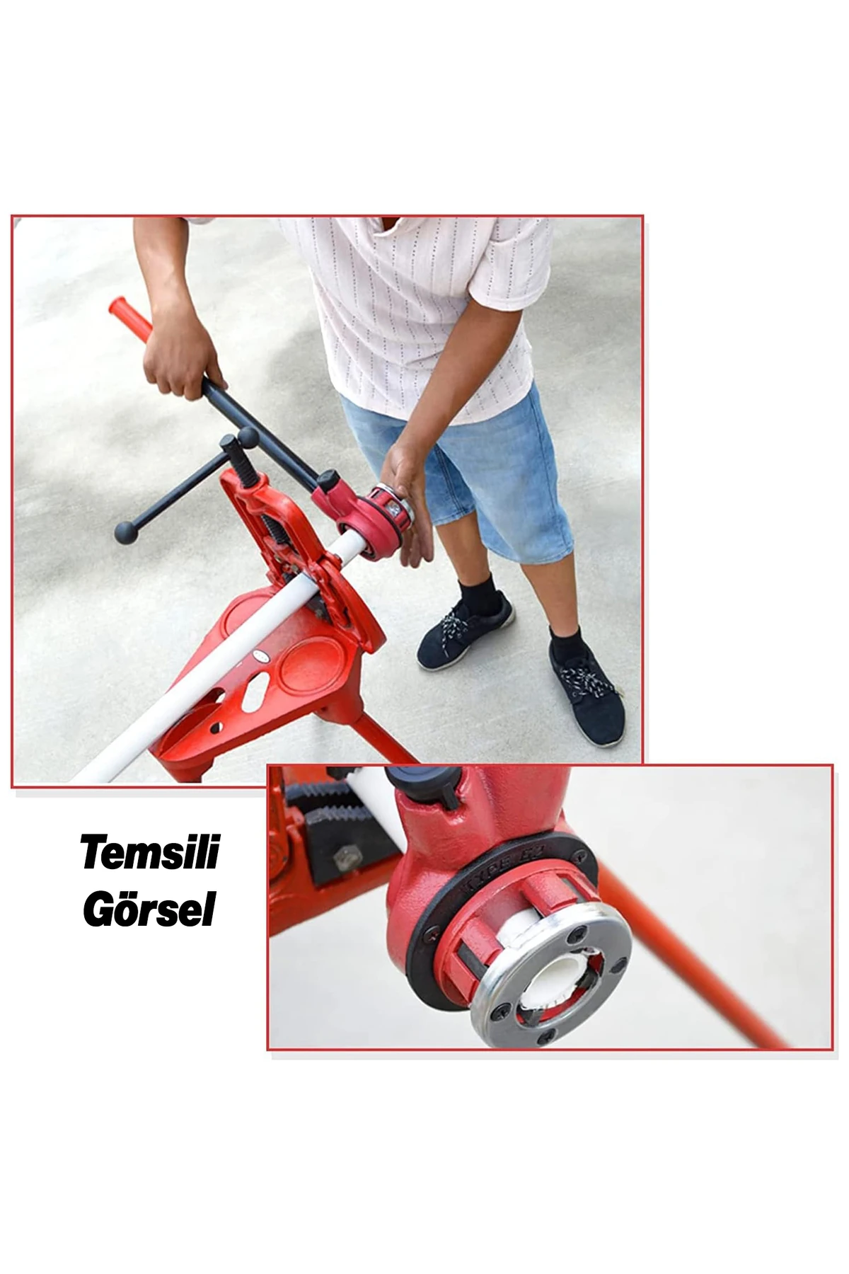 Manuel Diş Açma Pafta Kafası Tutucu 11/4" Boru Yedek Kolu Uzun Sap Çek Çevir Bırak Sağa Sola Dönerli