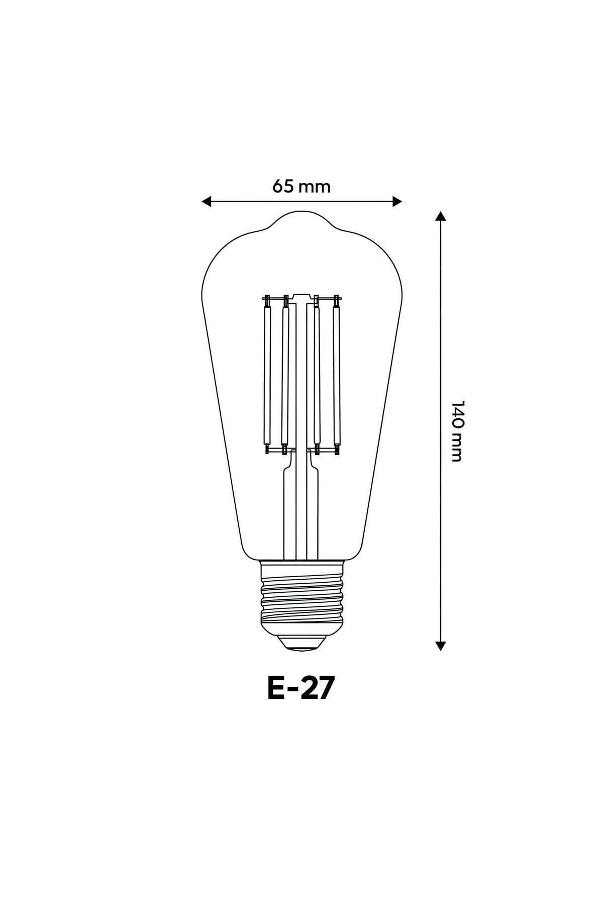 CT-4353 - 8W 3200K Günışığı | LED Filament Rustik Ampul - E27