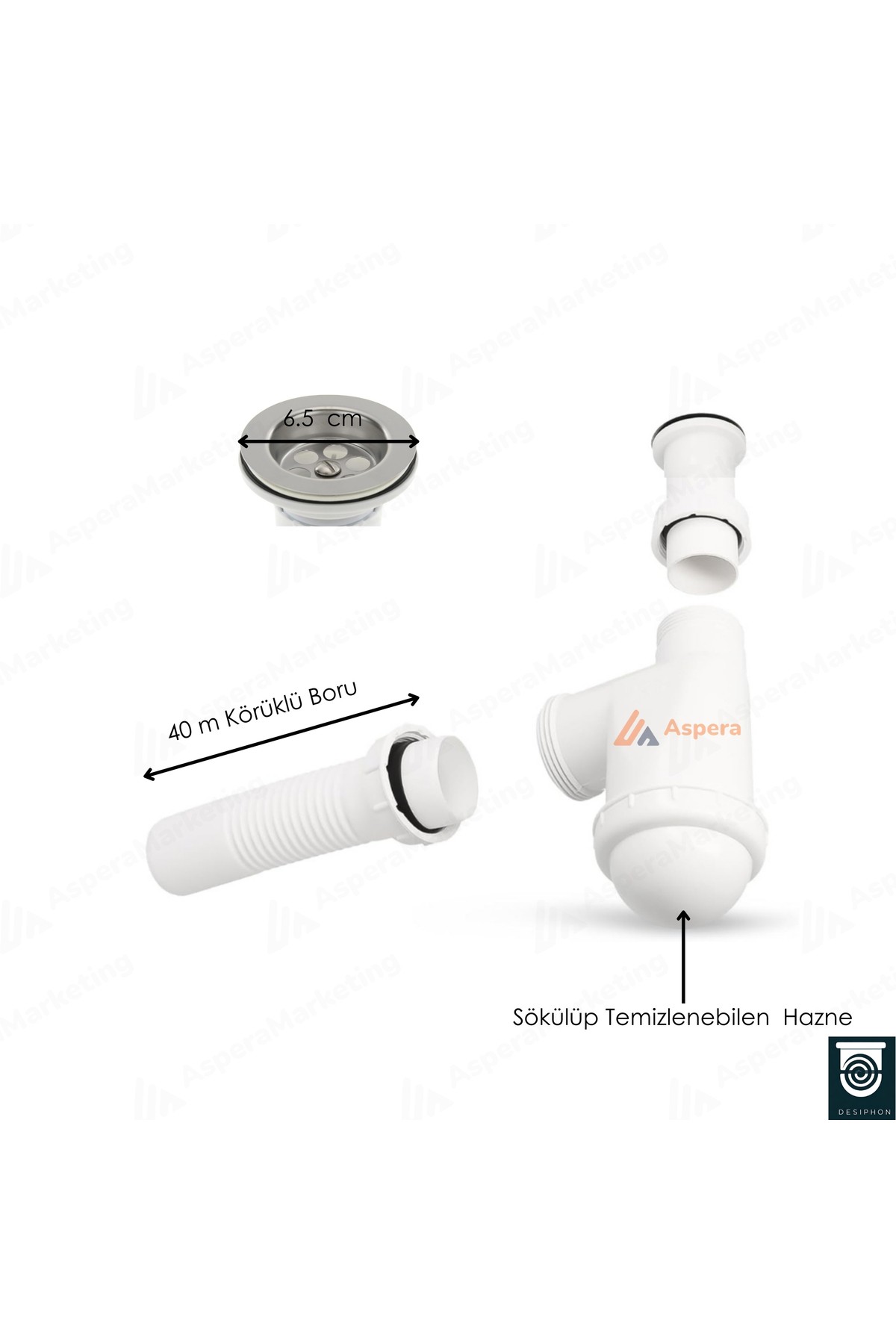 TASLI LÜKS SİFON – ÇİFT ÇAMAŞIR MAKİNESİ GİRİŞLİ, KOKU ÖNLEYİCİ