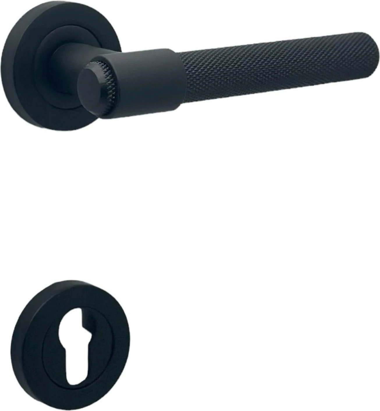 Punch Mat Siyah Rozetli Yale Çelik Kapı Kolu Sol Basar Tek Yön