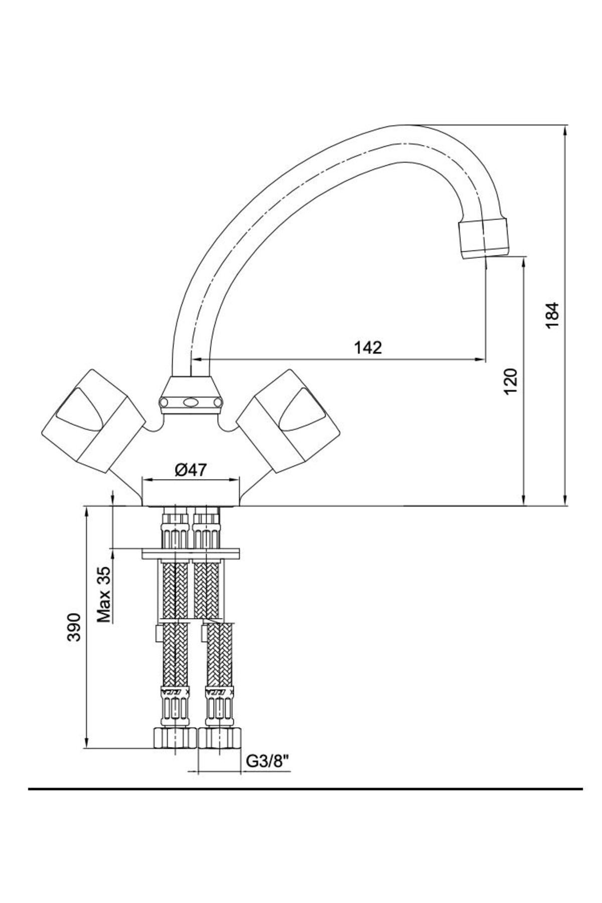 Pınar Lavabo Bataryası Musluğu Çift Su Girişli 102108555