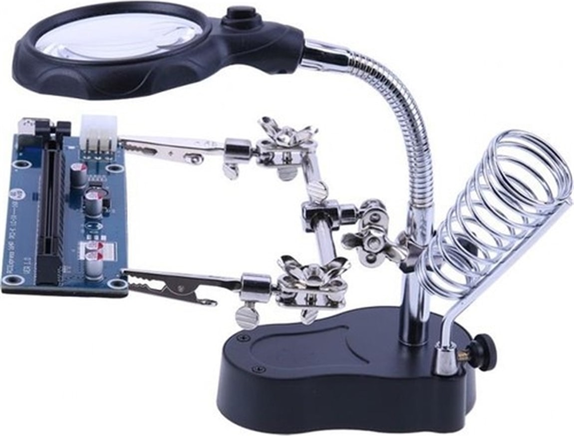 Zd 126-2 Işıklı Büyüteçli Havya Sehpası ve Ana Kart -Board Tutucu