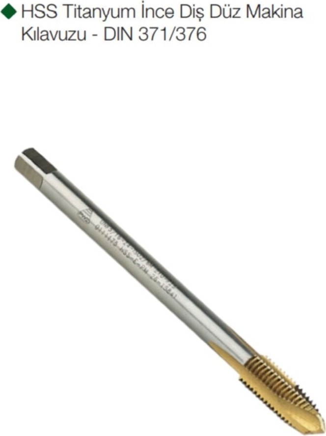 Hss Titayum İnce Diş Düz Makina Kılavuzu - Dın 371/376 9/16X18