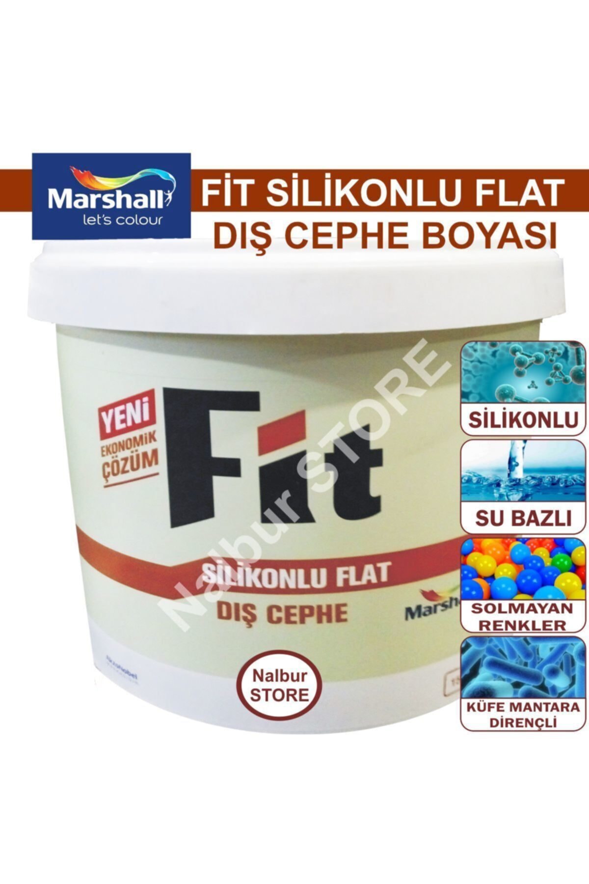 Fit Silikonlu Flat Dış Cephe Boyası 2.5LT=3.5KG BEYAZ-Kir tutmaz-Solmayan renkler-Kokusuz