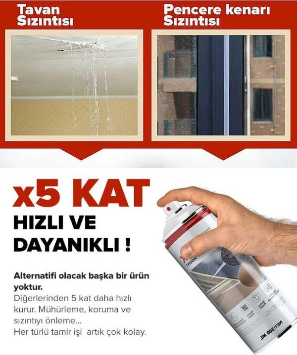 Su İzolasyon Sızıntı Onarım Spreyi Su Geçirmez Beyaz 300 ml