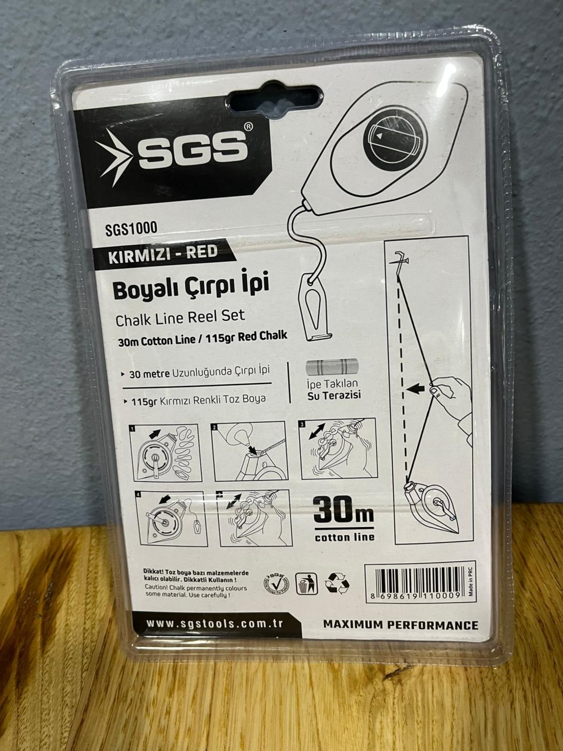 Boyalı Çırpı Ipi Seti 30M + 115GR Kırmızı Toz Boya | Su Terazili |