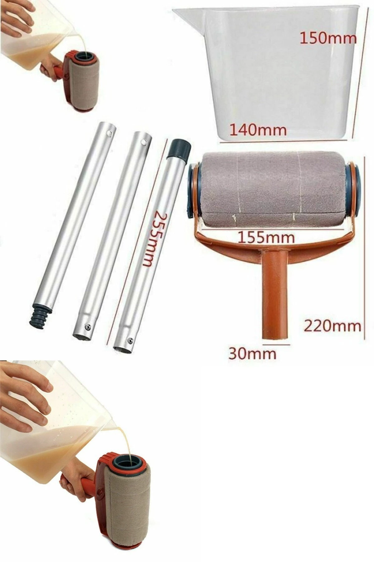 Damlatmayan Rulo Boya Fırçası Kolay Duvar Tavan Boyama Fırçası Uzatma Aparatlı