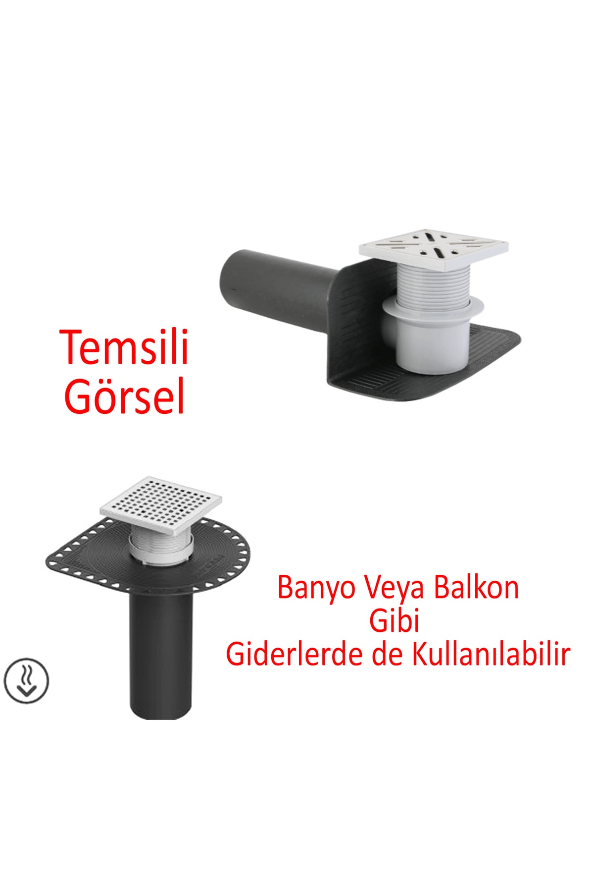 Parapet Dik İniş ( 70'lik ) Direnaj Hünisi Çatı Balkon Yağmur Su Tahliye Gider Borusu Oluk Adaptörü