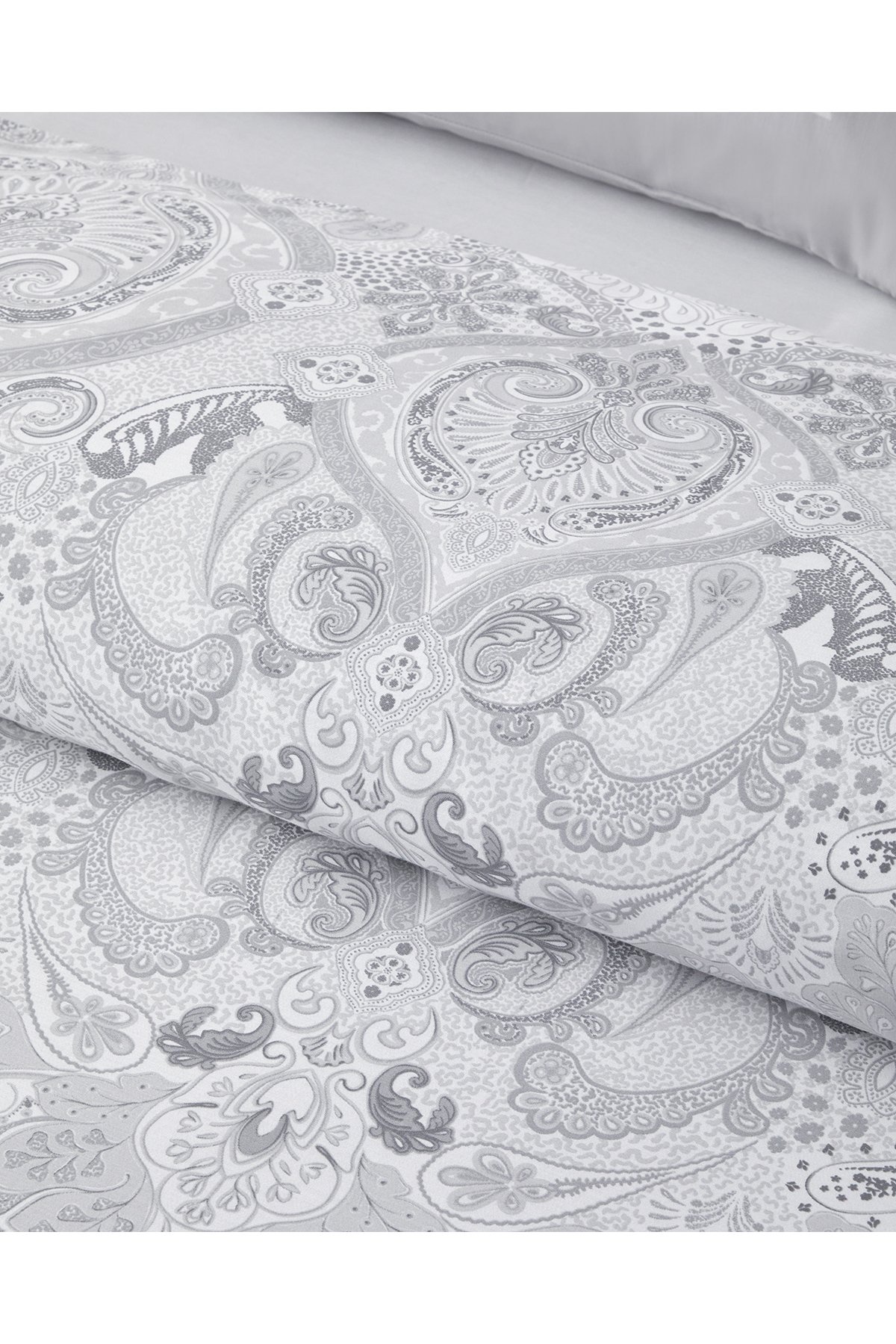 Paisley Pamuk Saten Çift Kişilik Nevresim Takımı 200x220 cm Gümüş