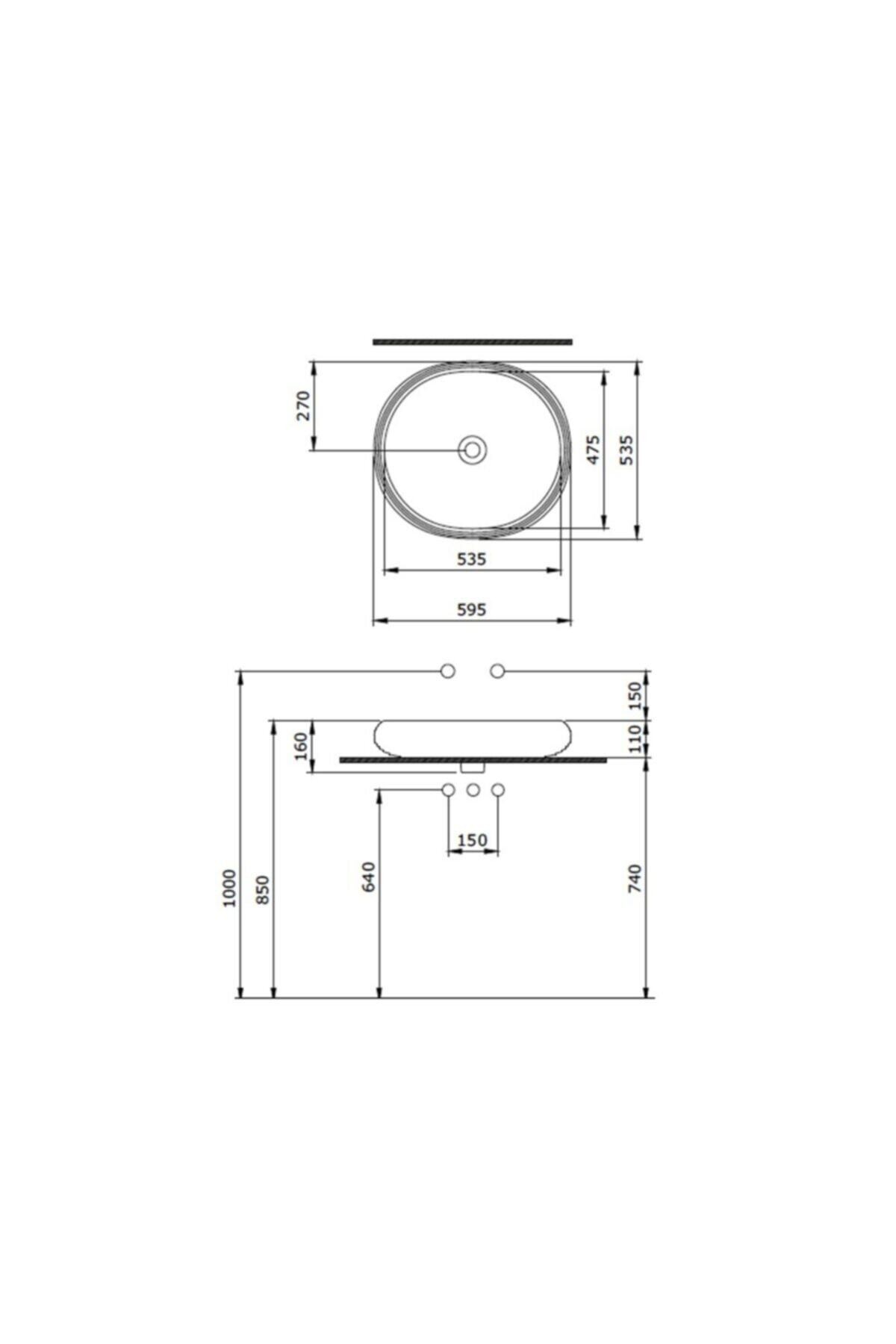 Strata Çanak Deliksiz Lavabo - Parlak Beyaz