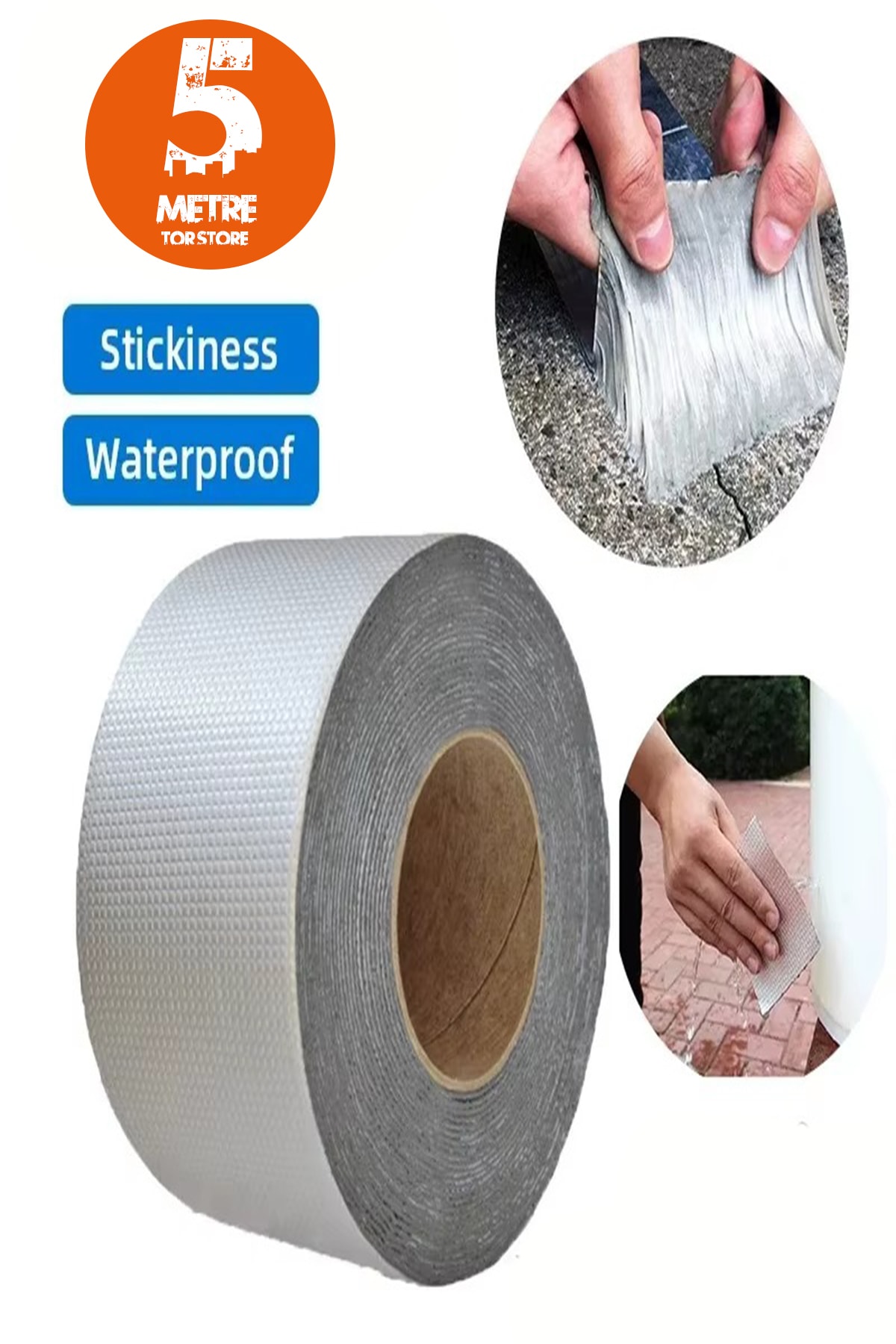 OZKUVVET Isıya Dayanıklı Su Geçirmez Çatı Boru Duvar Çatlak Onarıcı Yapışkan Çamur Bant Folyo (5 Mt x 5 Cm)