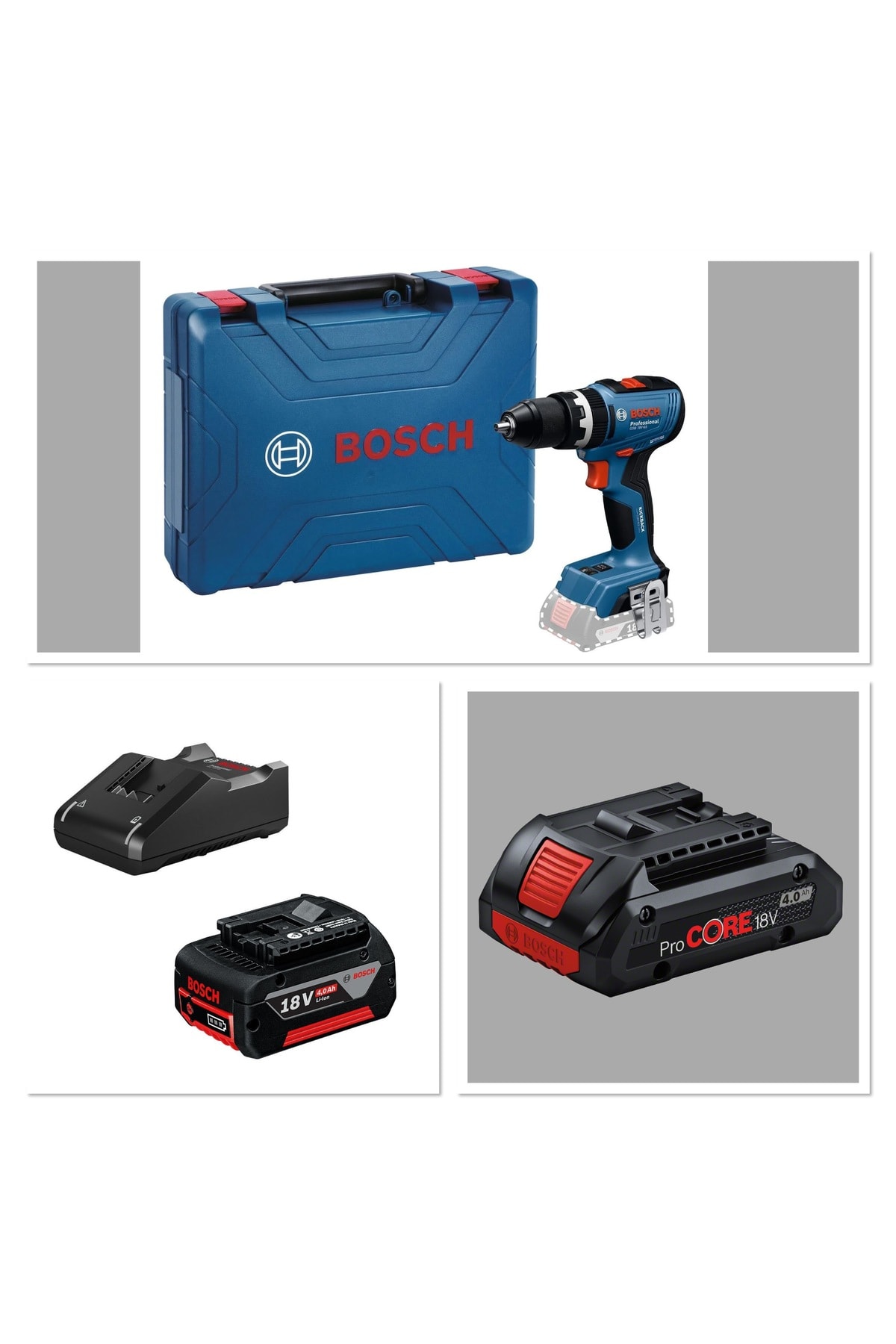 BOSCH GSB 18V-65 DARBELİ AKÜLÜ VİDALAMA 1 AD 4.0 ah AKÜ ( 1 ad 4.0 PROCORE AKÜ HEDİYELİ)