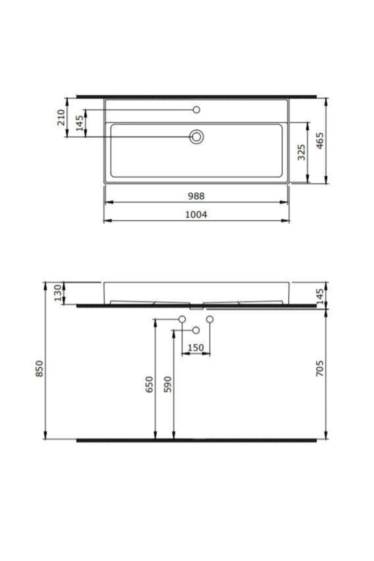 Milano Tezgah Üstü Lavabo 100 Cm Parlak Beyaz 1378-001-0126