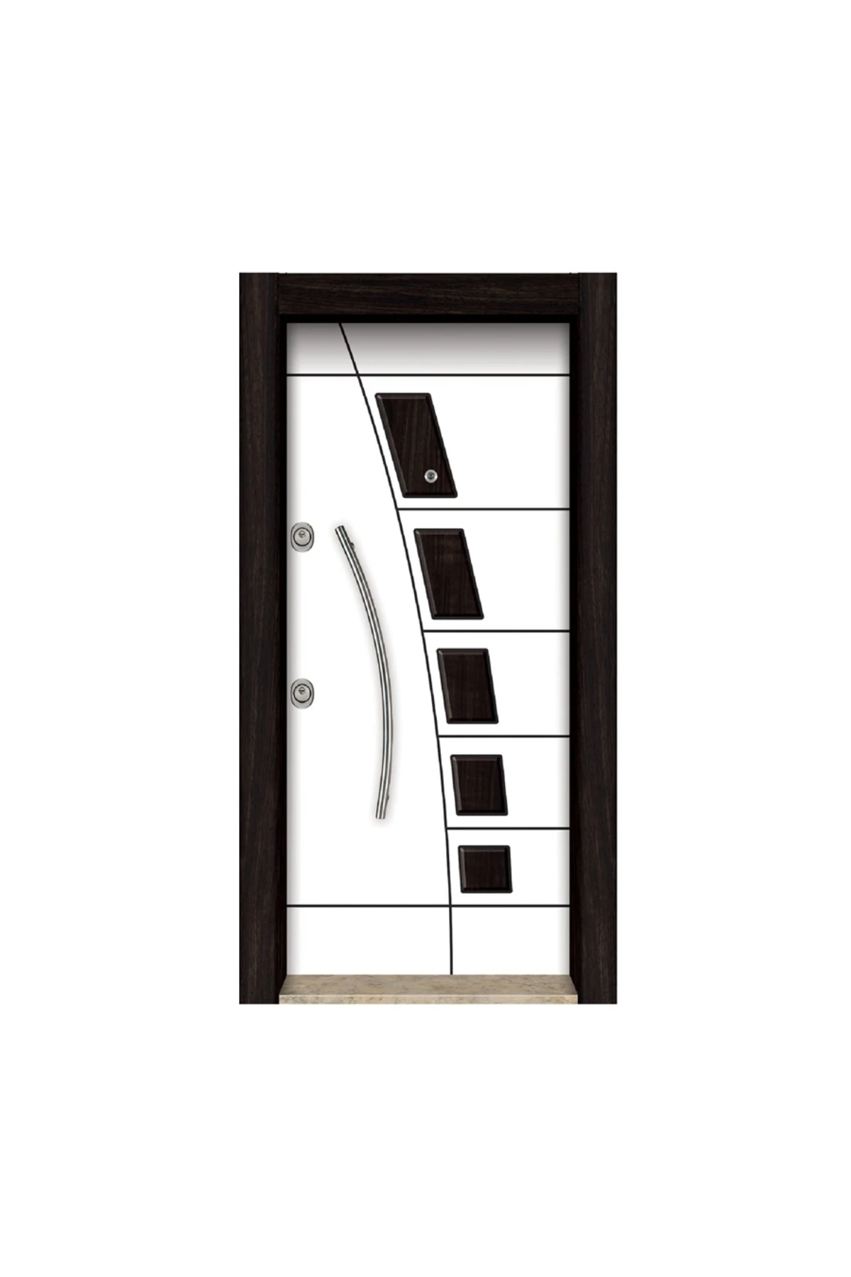 Tez3580 Ahşap Kaplama Kabartma Model Çelik Kapı Daire Giriş Kapısı