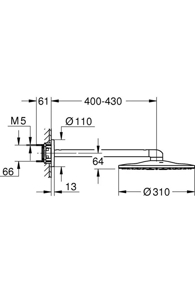 Rainshower SmartActive 310 Tepe duşu seti 430 mm, 2 akışlı - 26475A00