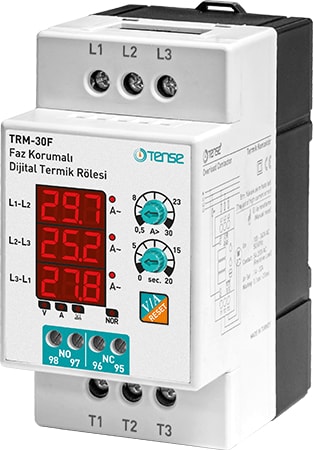 TRM-30F 3×3 Hane LED Display Ekranlı Gerilim Korumalı Dijital Termik Rölesi