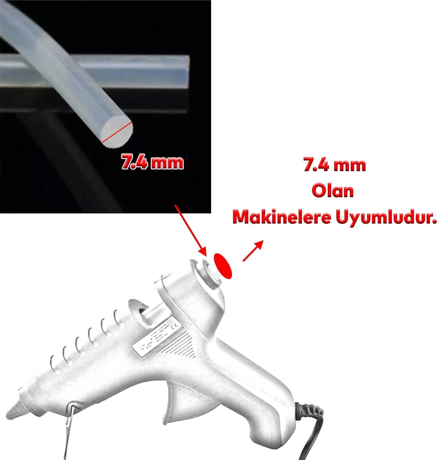 Ince Mum Silikon 7.4 mm Çubuk Sıcak Silikon Hobi Süs Hediyelik Eşya Maket Yapıştırma Slikon 10 Adet