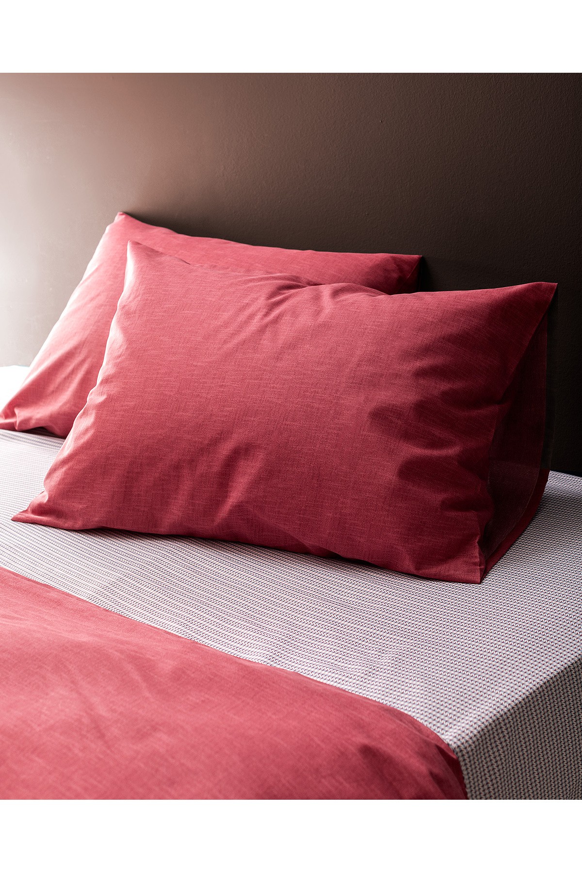 Juin King Size Pamuklu Baskılı Nevresim Takımı - Bordo