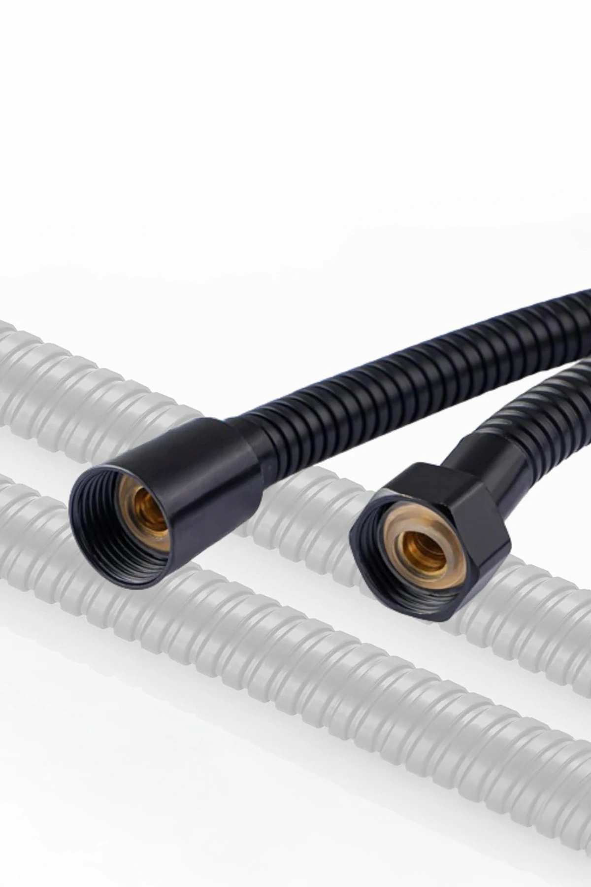 Banora Spiral Duş Başlığı Hortumu, Paslanmaz, G1/2" İçin Uygun Standart Bağlantı, 150 cm, Siyah