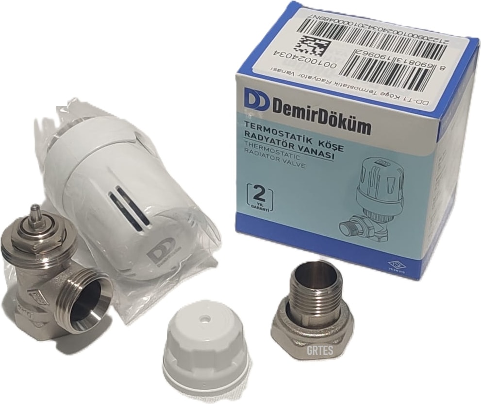 (2'li Paket) Dd-T1 Köşe 1/2" Termostatik Radyatör Vanası - Thermostatic Radiator Valve
