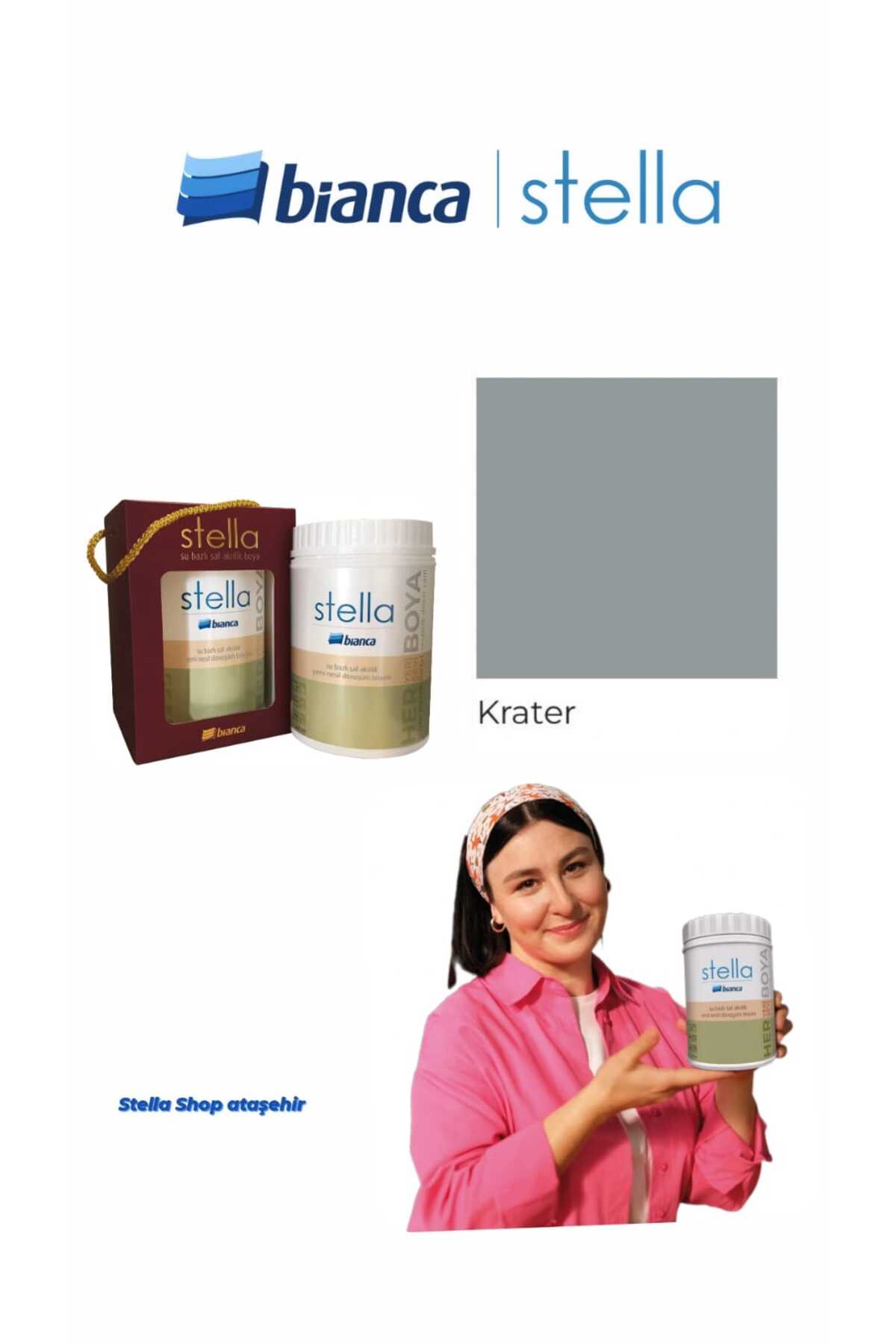 Stella Su Bazlı Saf Akrilik Boya 1lt - Krater