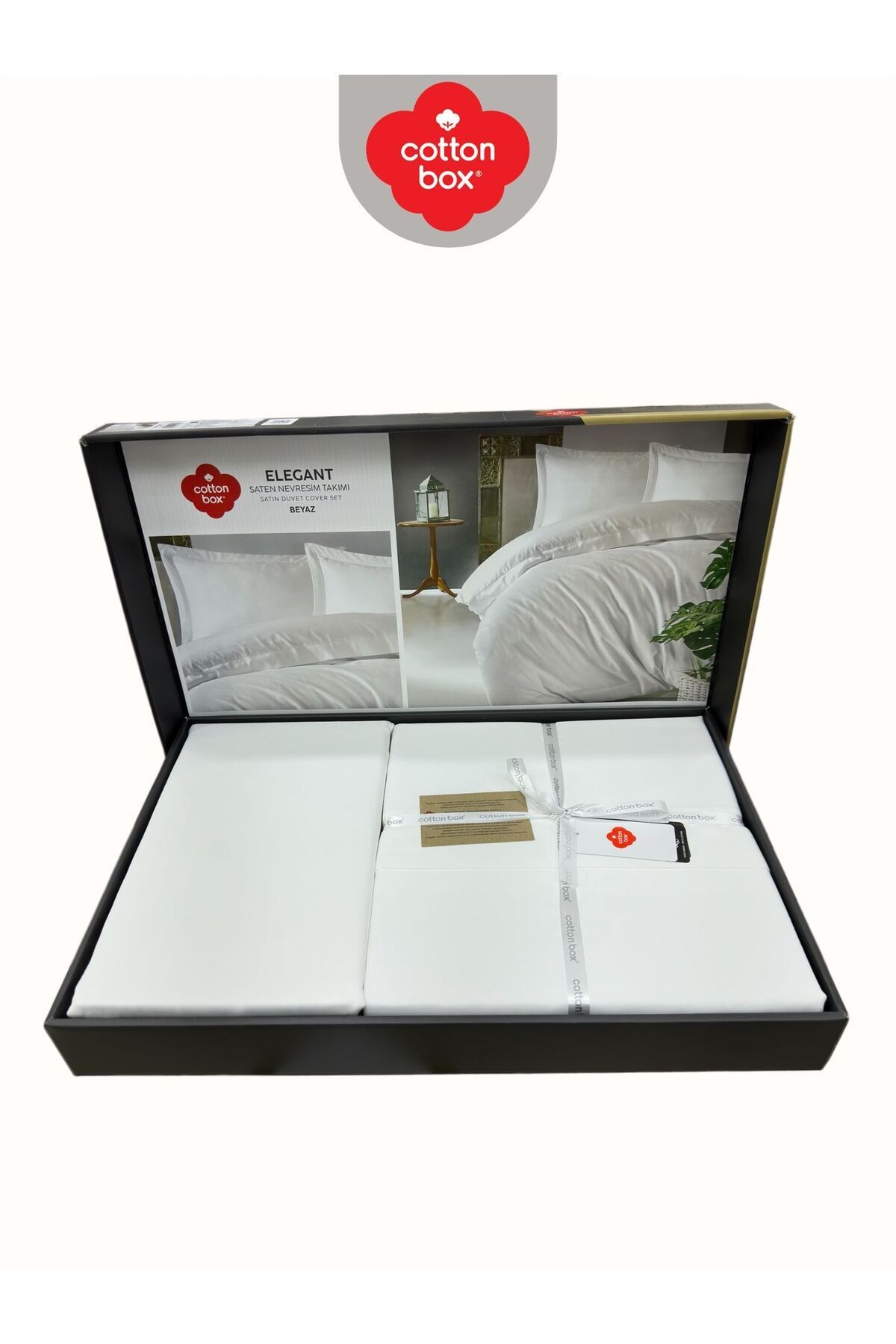 Elegant Beyaz Çift Kişilik Pamuk Saten Nevresim Takımı