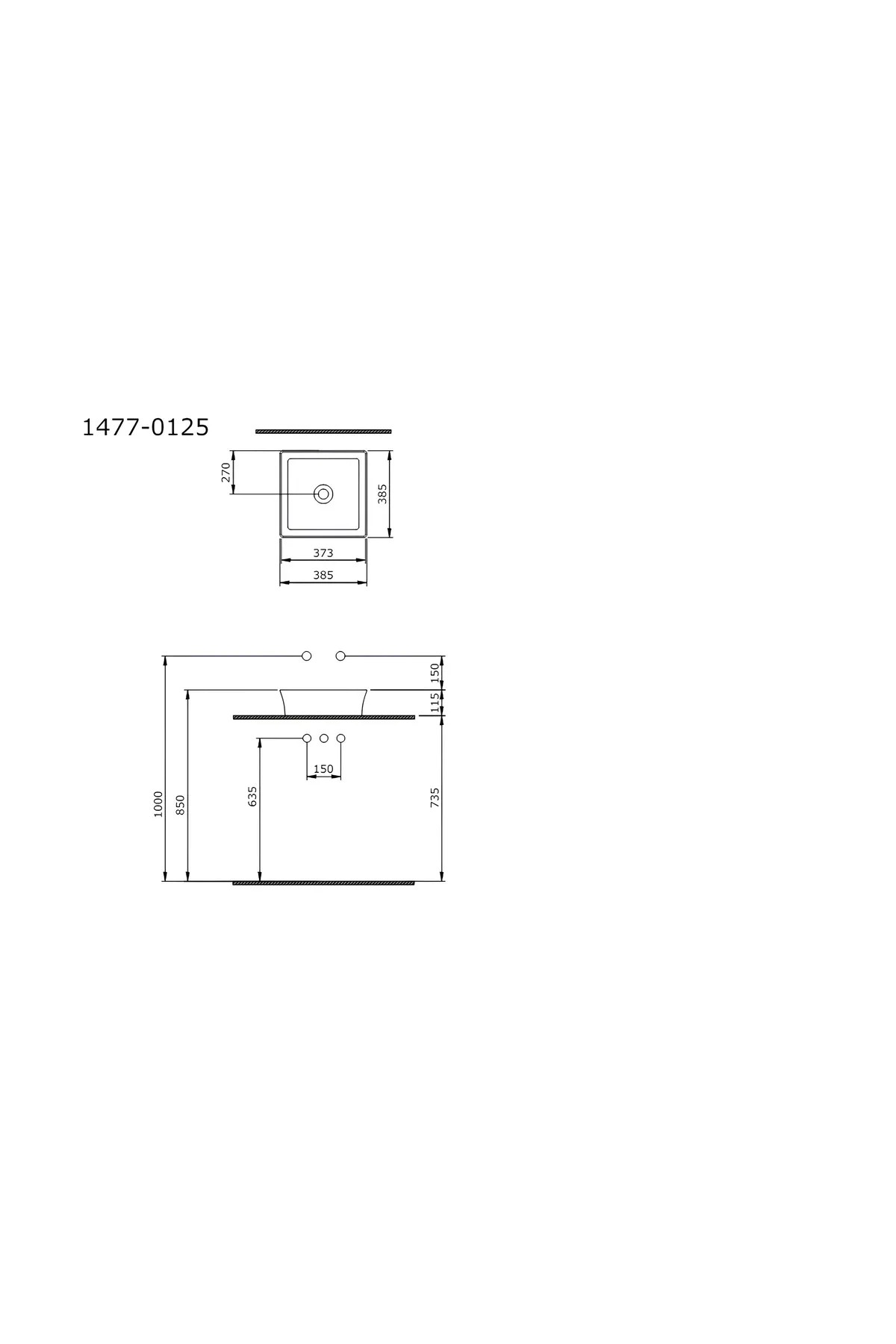 Sottile Slim Line Kare Lavabo 38x38 Cm 1477-001-0125 Beyaz