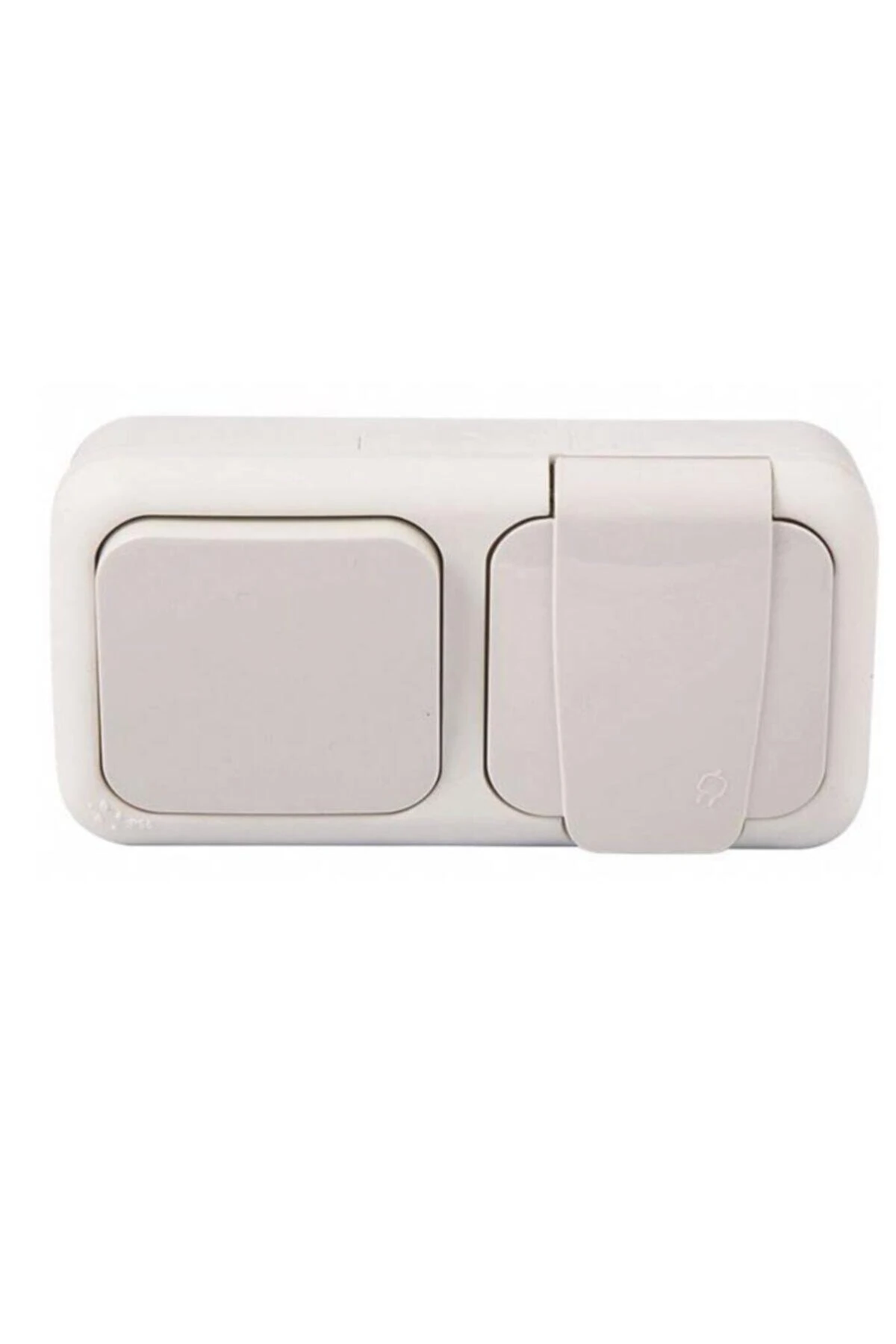 Palmiye Sıva Üstü Anahtar + Topraklı Priz Kombine Set ( Su Sıçramalarına Dayanıklı)