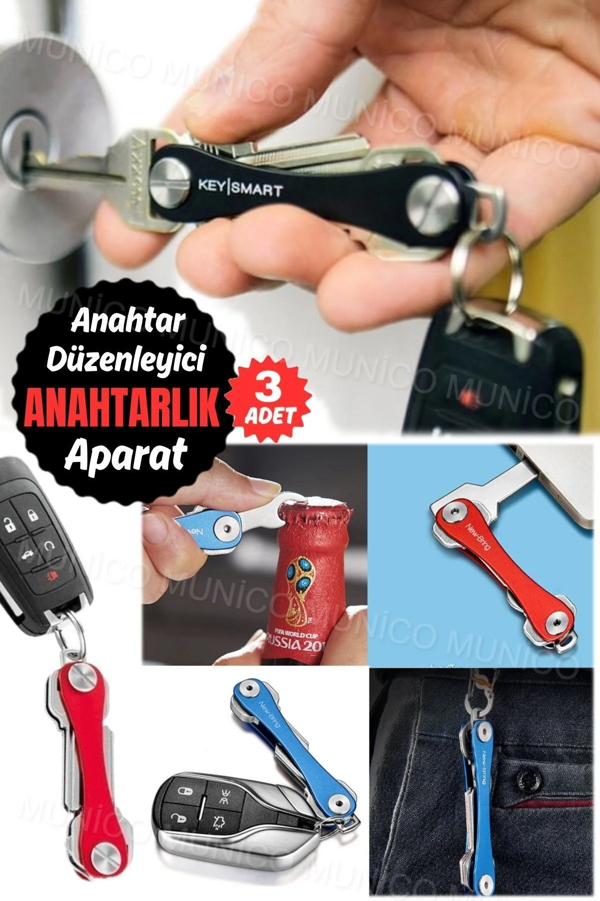 3 Adet Anahtar Kalabalığından Kurtulun ve Modern Tasarımı ile Pratik Kullanım Sağlayın Akıllı