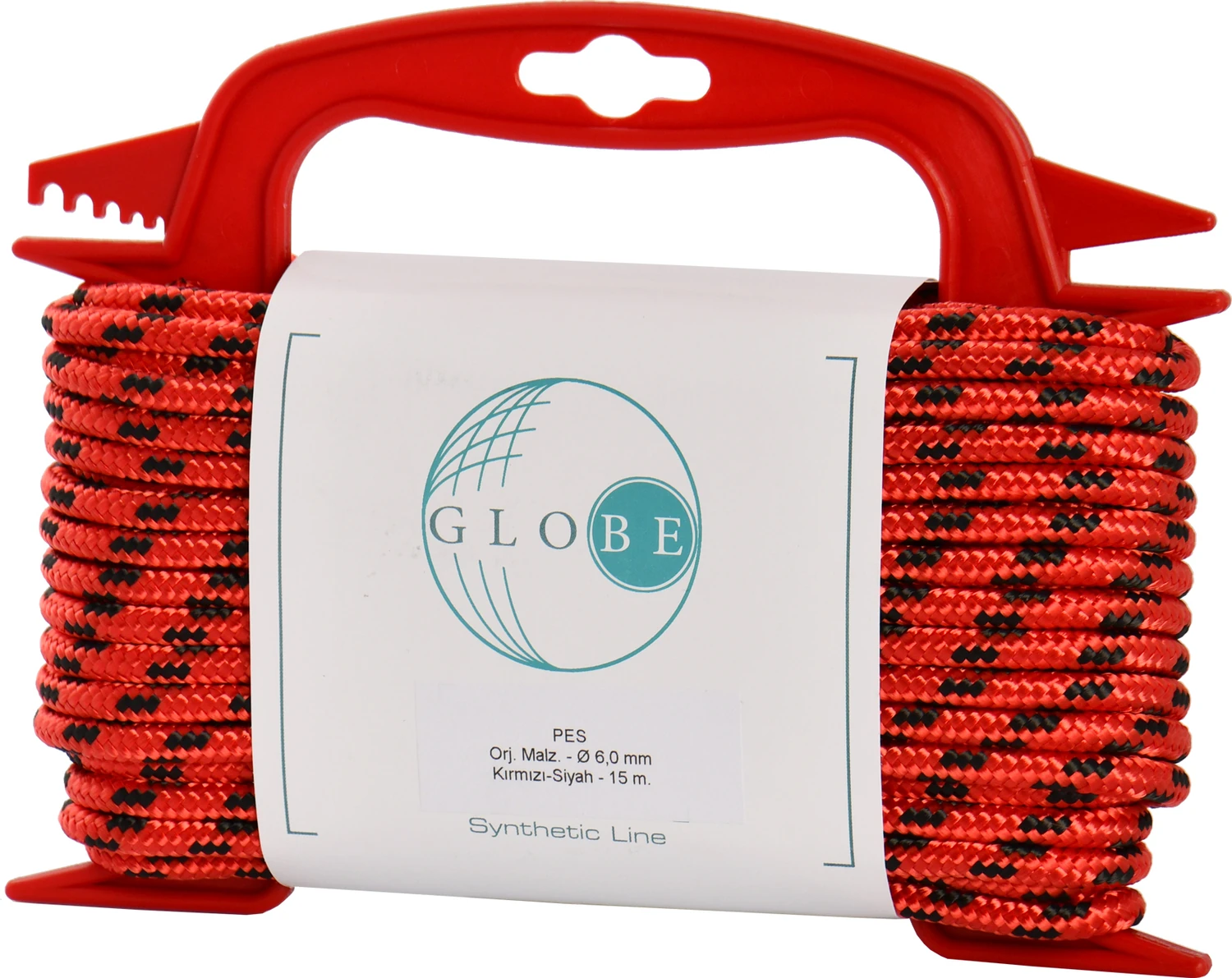 6,0 Mm Polyester Çok Amaçlı İp Halat - Kırmızı-Siyah - 15 M.