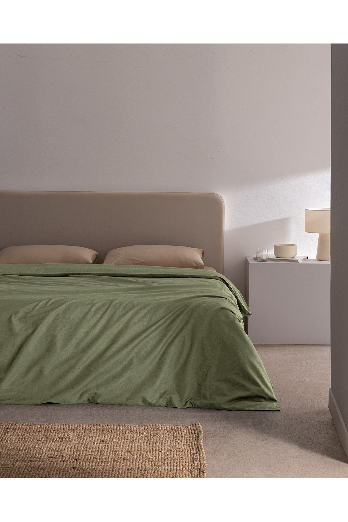 Manon King Size %100 Pamuk Ranforce Düz Nevresim - Haki