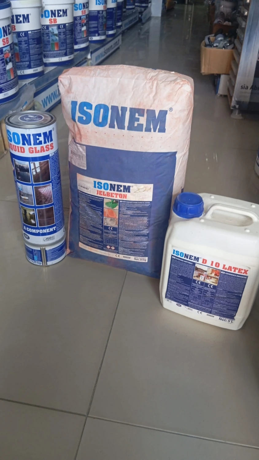 Jelbeton 20 Kğ Krmızı +D10 Latex Astar 5 Kğ+ Liquid Glass Sıvı Cam Şeffaf 2 Kğ