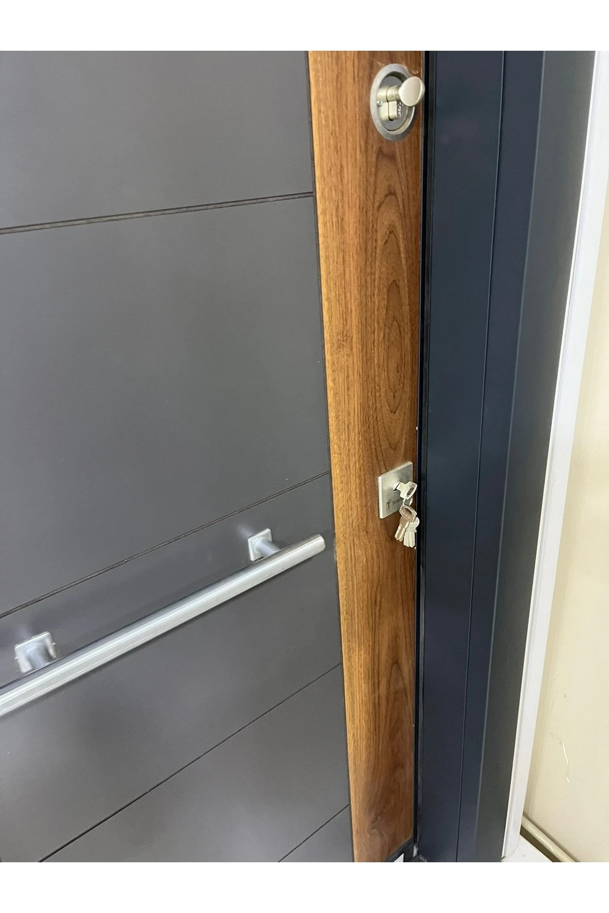 Çelik Kapı, Ahşap Desenli, Daire Kapısı, Tırnaklı Sistem Sol Açılım