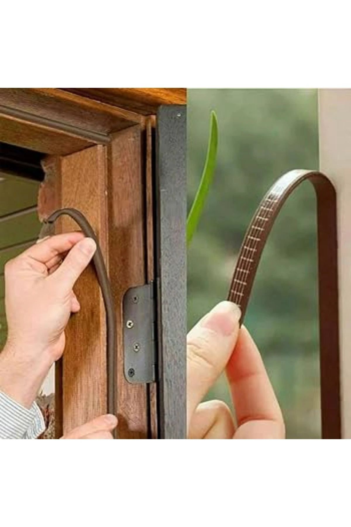 2 Metre Kahve Pvc Doğrama Kapı Pencere Soğuk Geçirmez Sızdırmaz İzolasyon Fitil Yapışkanlı 1x2=2 mt