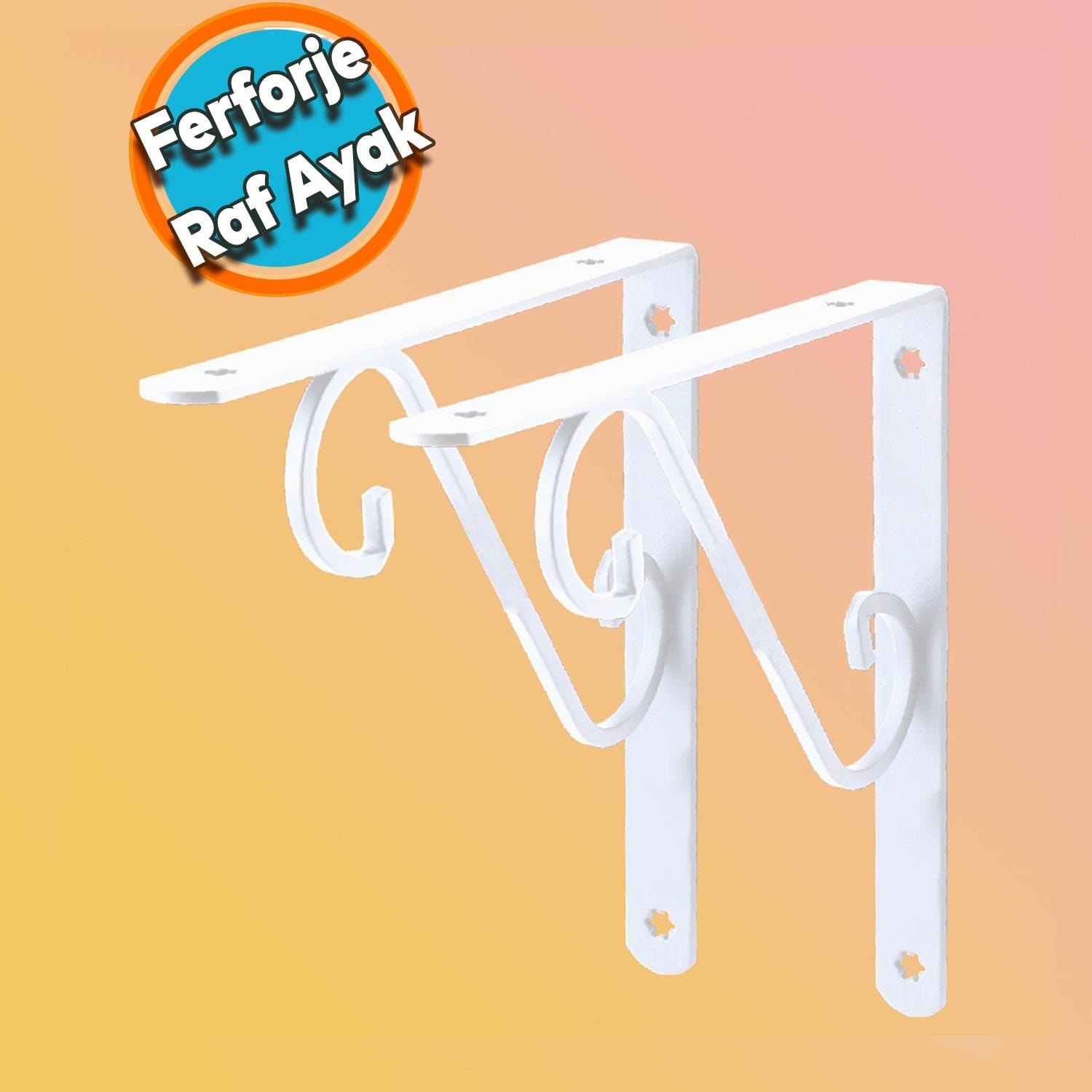 Raf Altı Raf Tutucu Ayak Ferforje Beyaz 195 x 145 mm 2 Adet